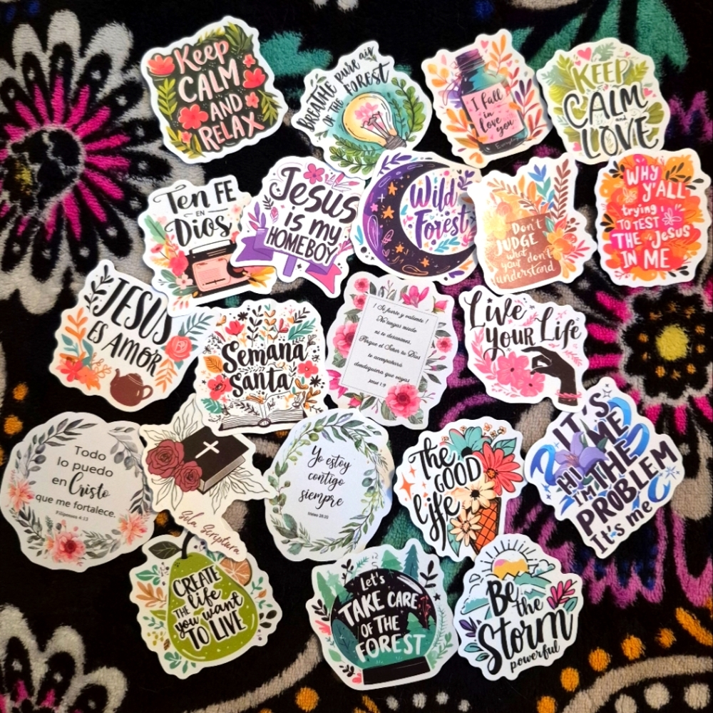 Mix lot of fun, inspirational, and Spanish Christian stickers